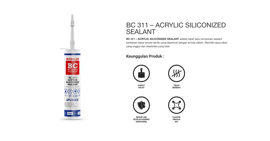 BC311-Acrylic-Siliconized-Sealant - Lem Sealant Mowilex BC