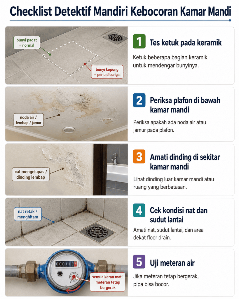 Checklist Detektif Mandiri untuk Memeriksa Kebocoran Kamar Mandi