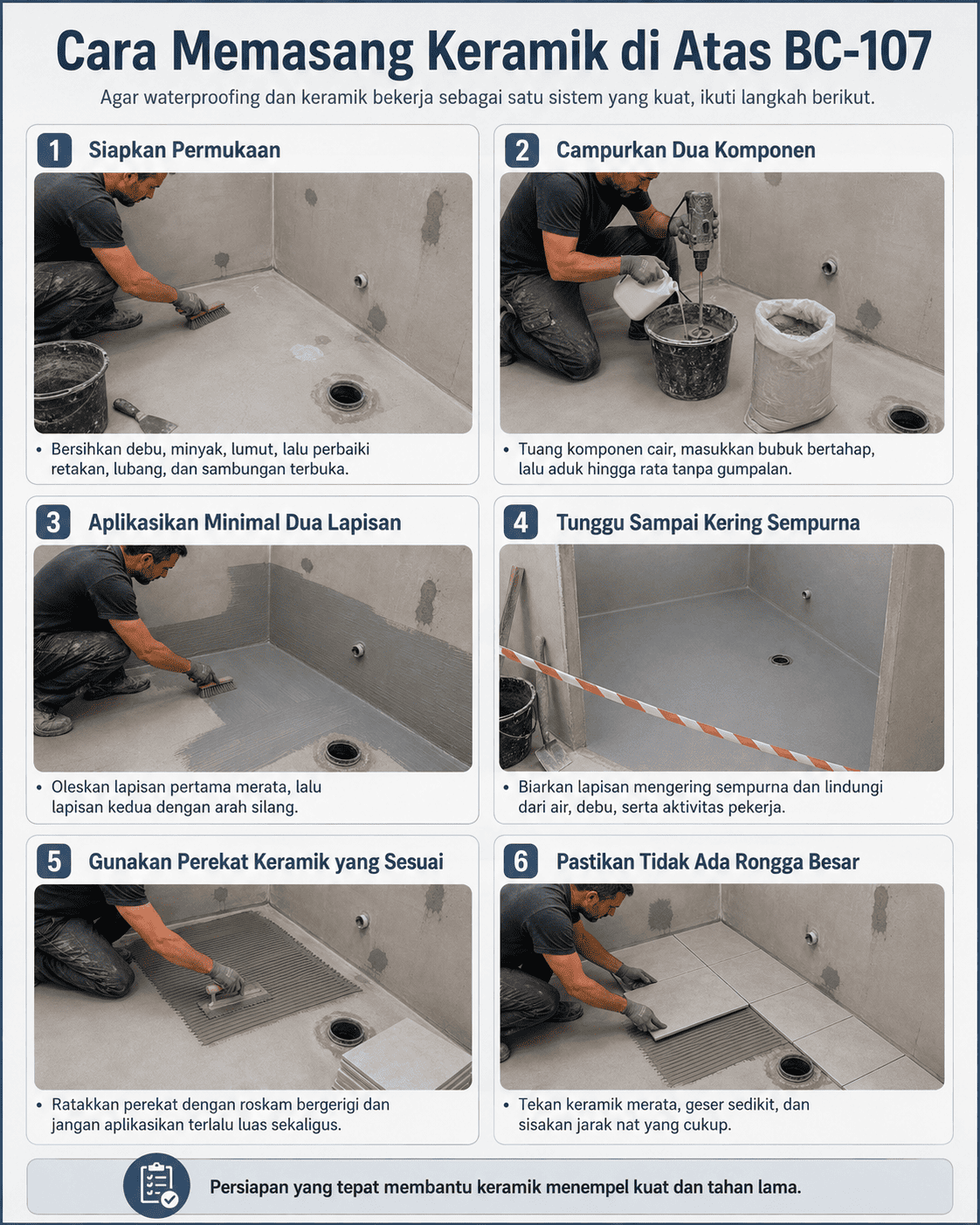 Cara Memasang Keramik di Atas BC-107
